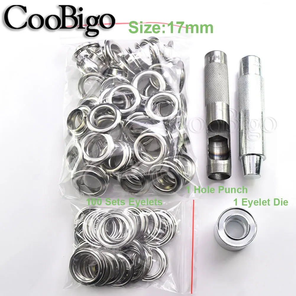 100sets Metal Eyelet Grommet Punch Installer Tool Set for Belt