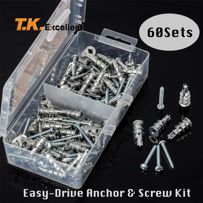 120Pcs  Zinc Alloy Plasterboard Drywall Anchor Hollow Wall