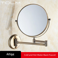 Gold 8 Inch Mirror Wall Mounted Bathroom Makeup Mirror Extending
