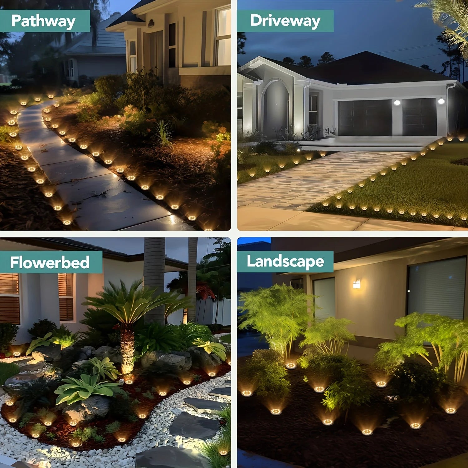 10pcs Solar Ground Light Outdoor Waterproof 8LED Disk Light for