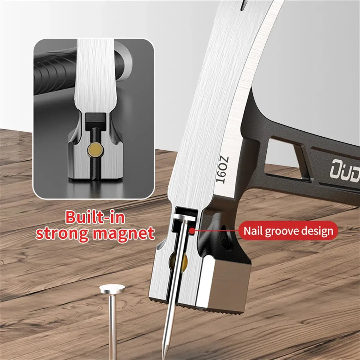 Multifunction Magnetic Claw Hammer for Woodworking Non-slip