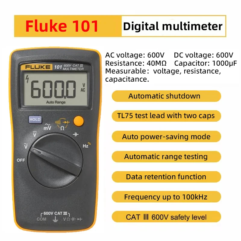 Genuine Fluke 101/101+/101 Kit Digital Multimeter Auto Range CAT III