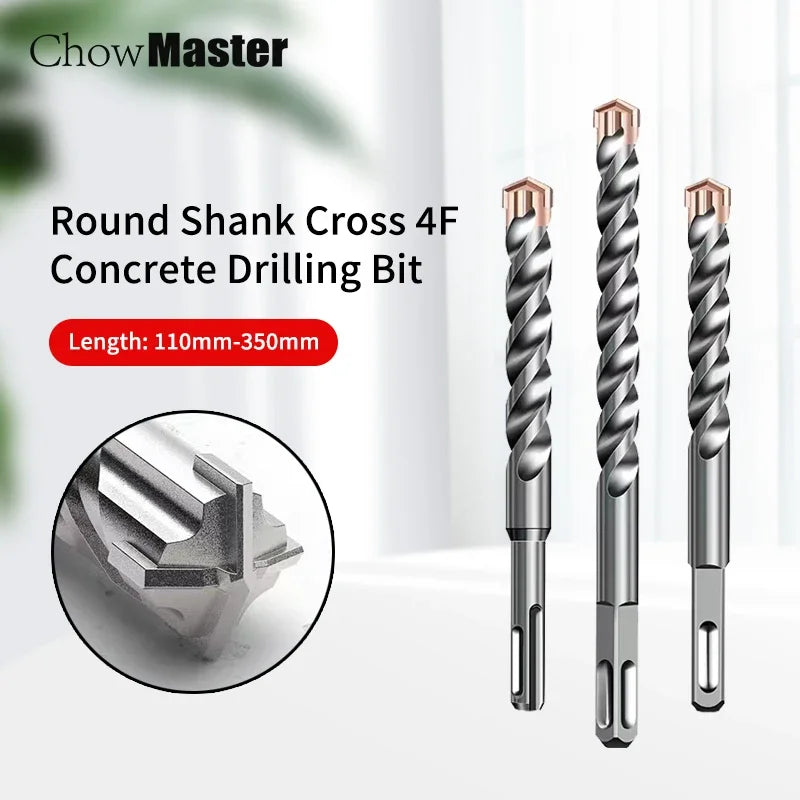 Customized Round SDS PLUS Shank Cross Tips Four Flutes Electric