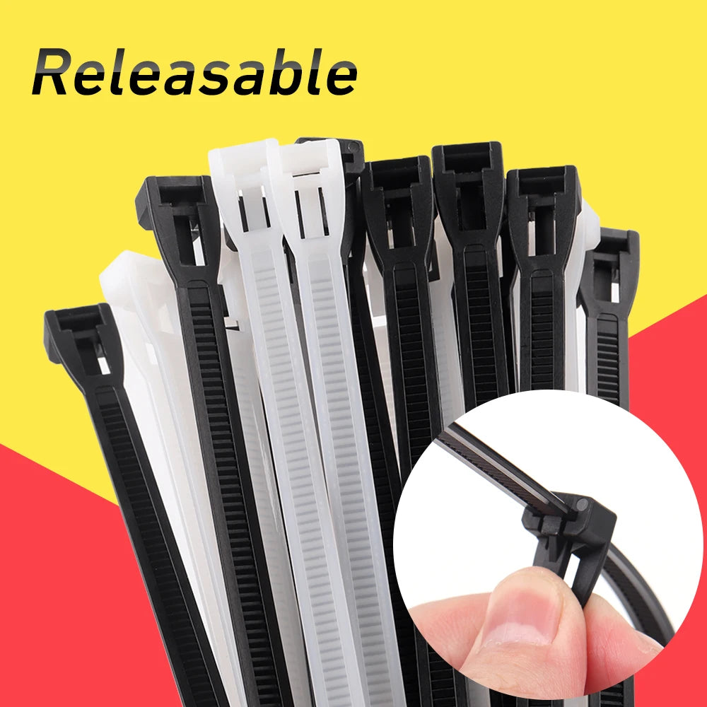 Reusable Cable Ties 50 Pack 300mm - Black