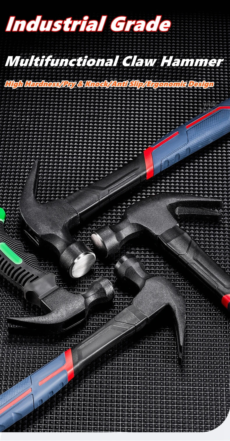 Multifunctional Claw Hammer Ramshorn Nail Hammer Engineering Handle
