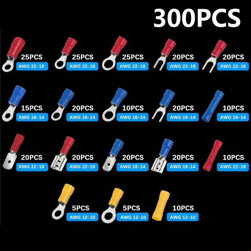 102/280/300/480PCS Wire Connector Kit Male Female Insulated Terminals