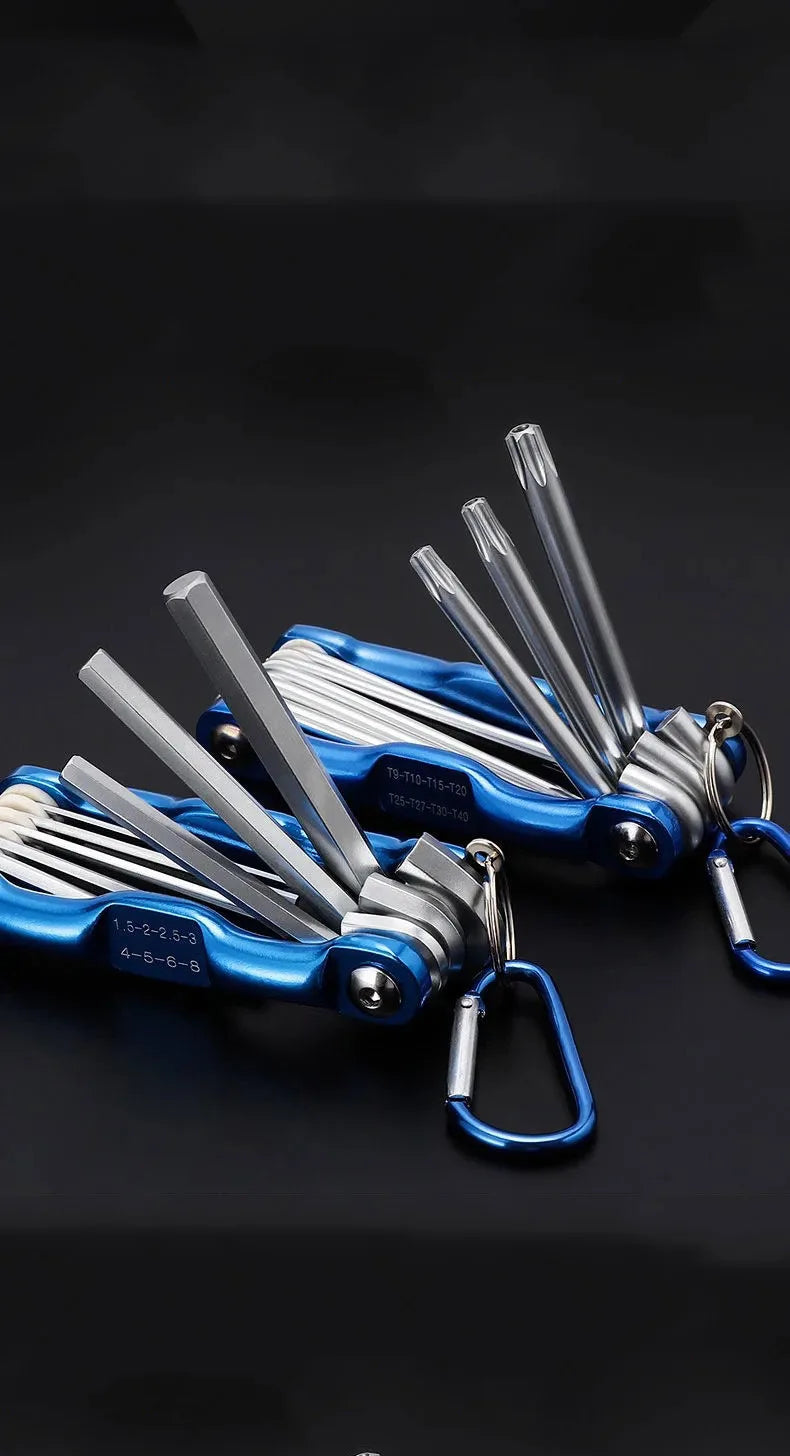 Portable Folding Hex Wrench Allen Set Metal Metric System Torx