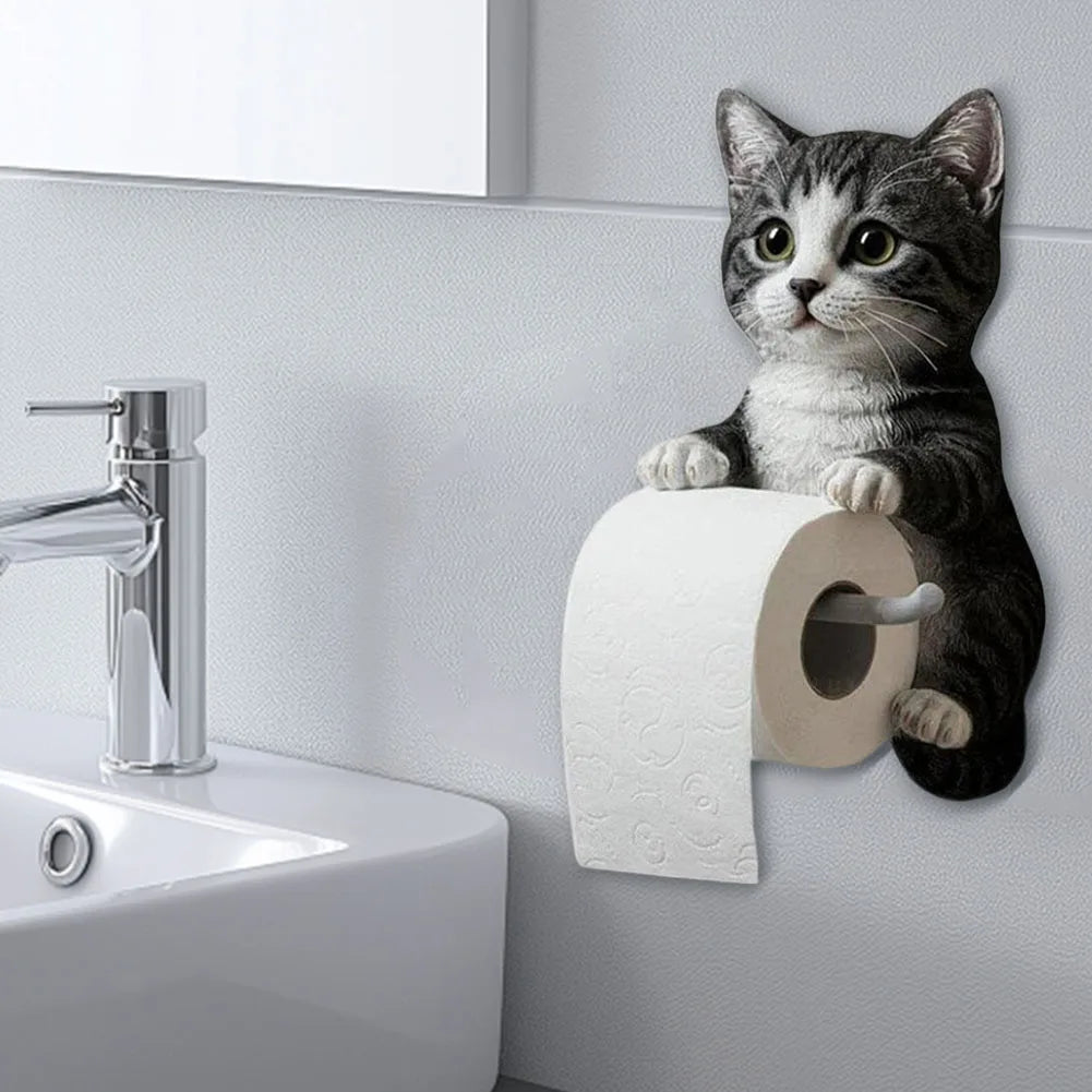 Wall Mounted Toilet Paper Roll Holder Decorative Cat Shape Paper