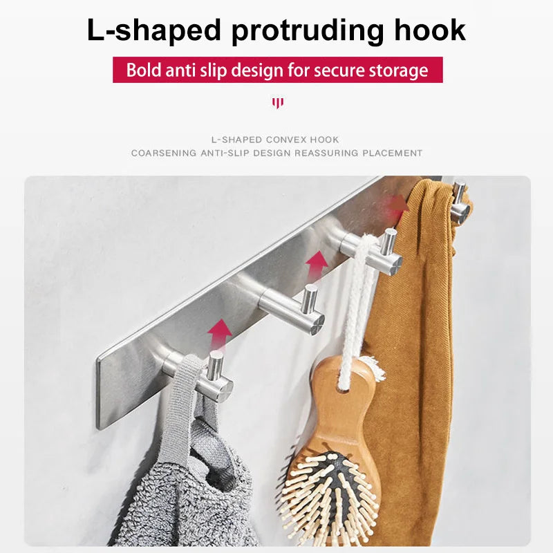 Stainless steel adhesive hooks for hanging clothes on the back