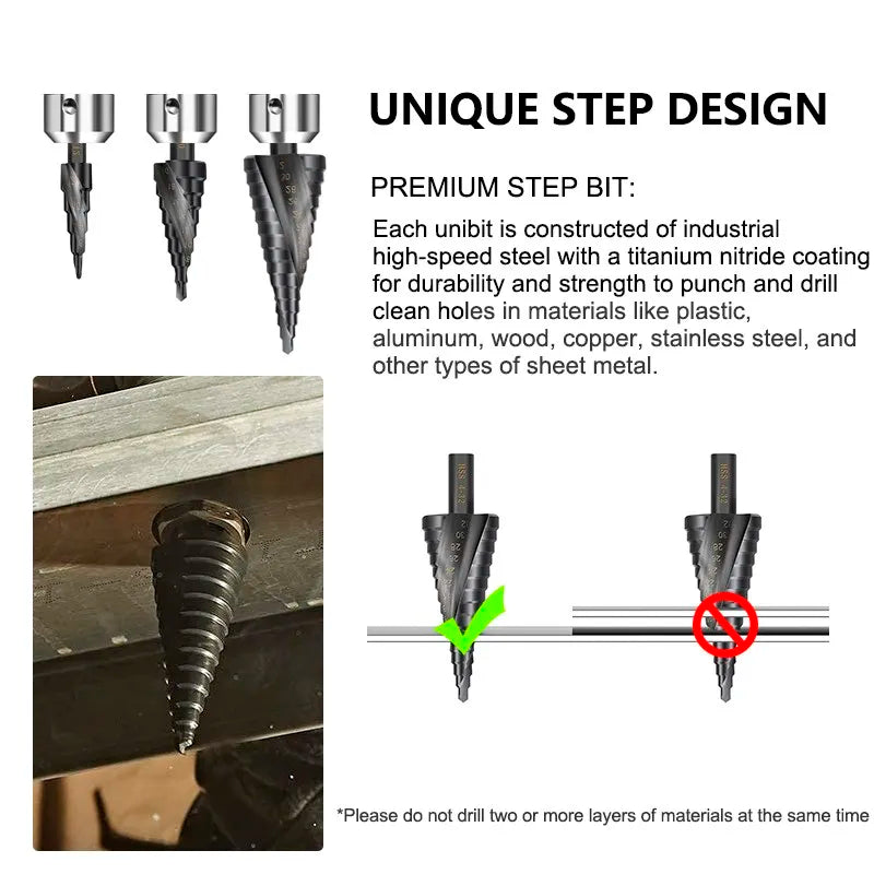 XCAN 1/3Pcs HSS Step Drill Bit 4-12mm 4-20mm 4-32mm High Speed Steel