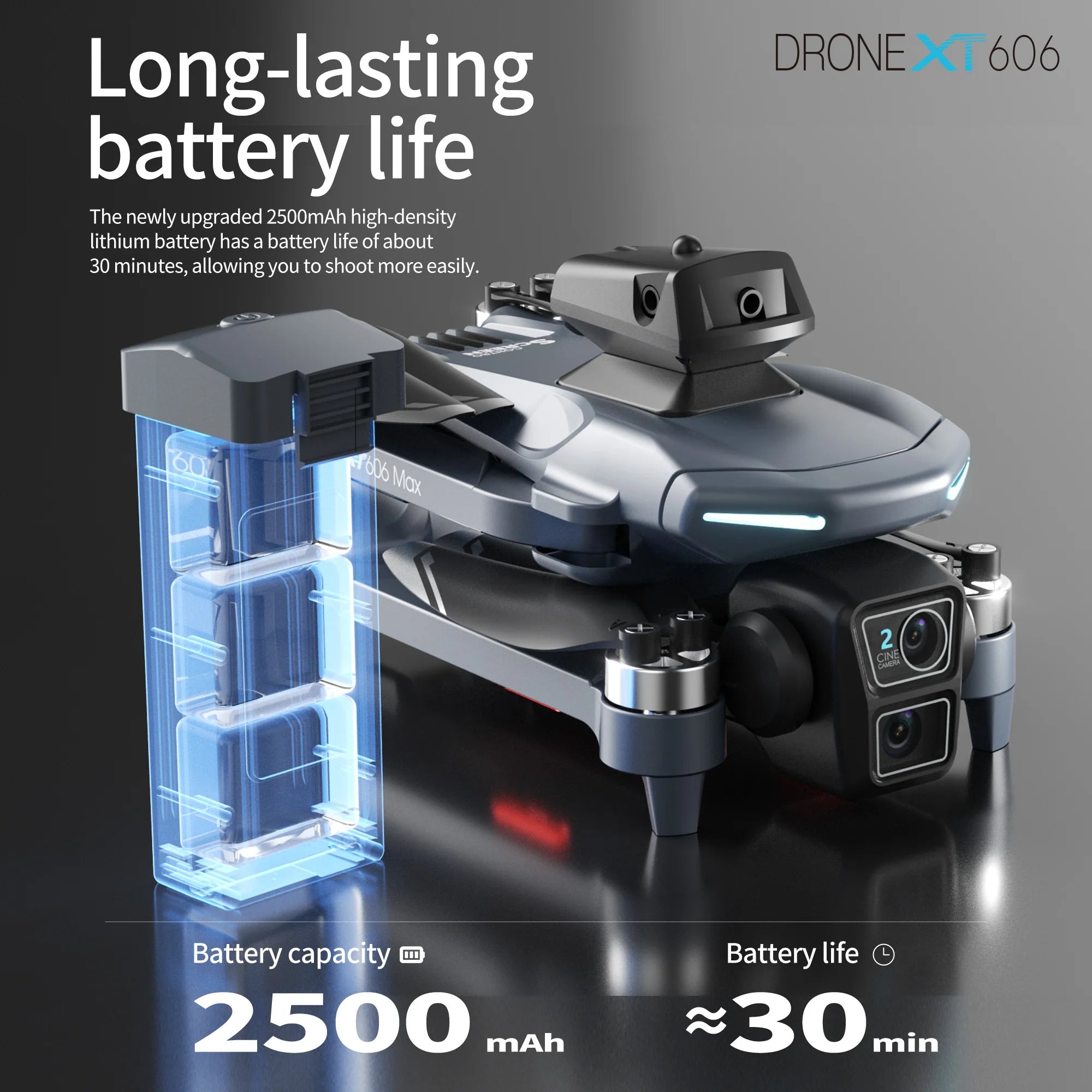 XT606 GPS Drone 8K HD 360° Dual Cameras 5G WiFi FPV Brushless Foldable