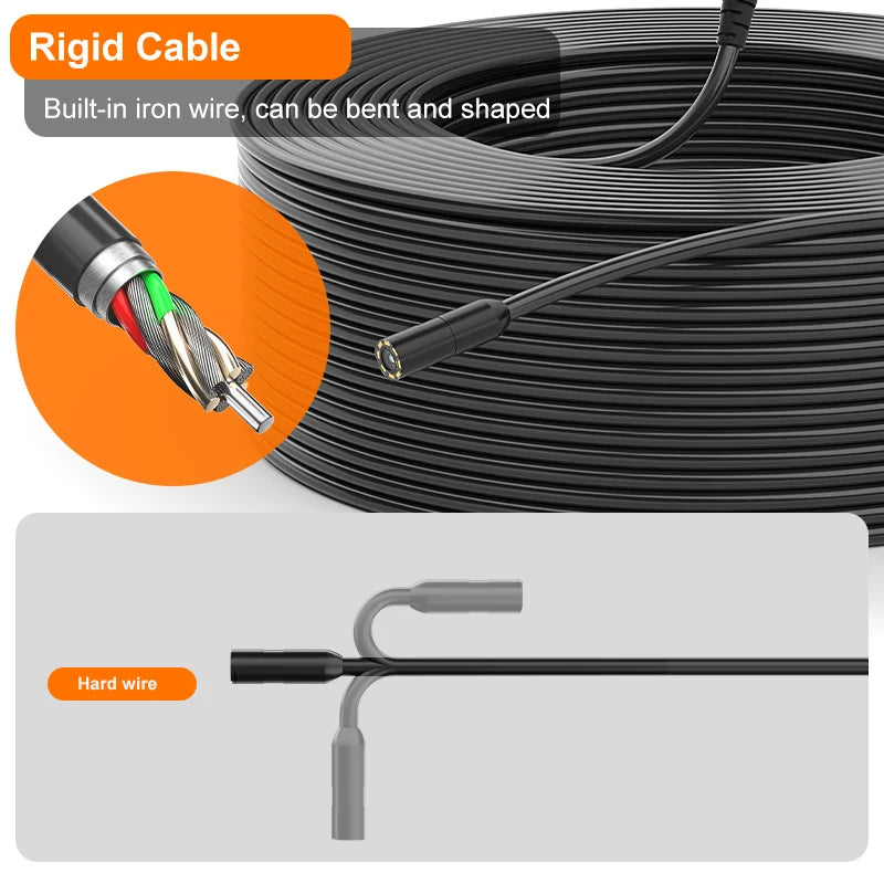 4.3'' Industrial Endoscope Camera 1080P HD 50m Rigid Cable Hand-held