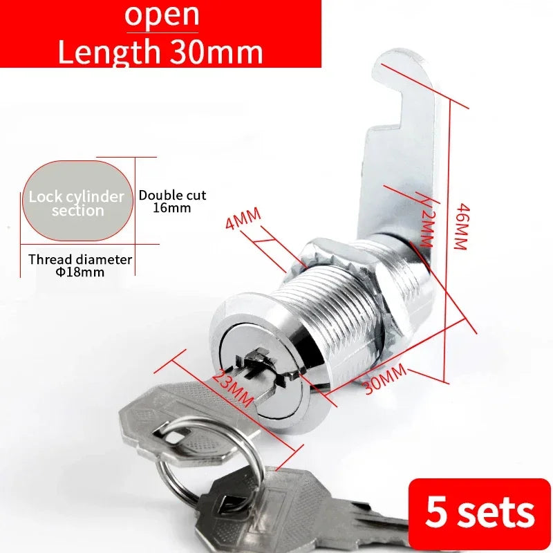 5/20 Sets Security Cam Locks - Metal Alloy Cylinder Cabinet Locker