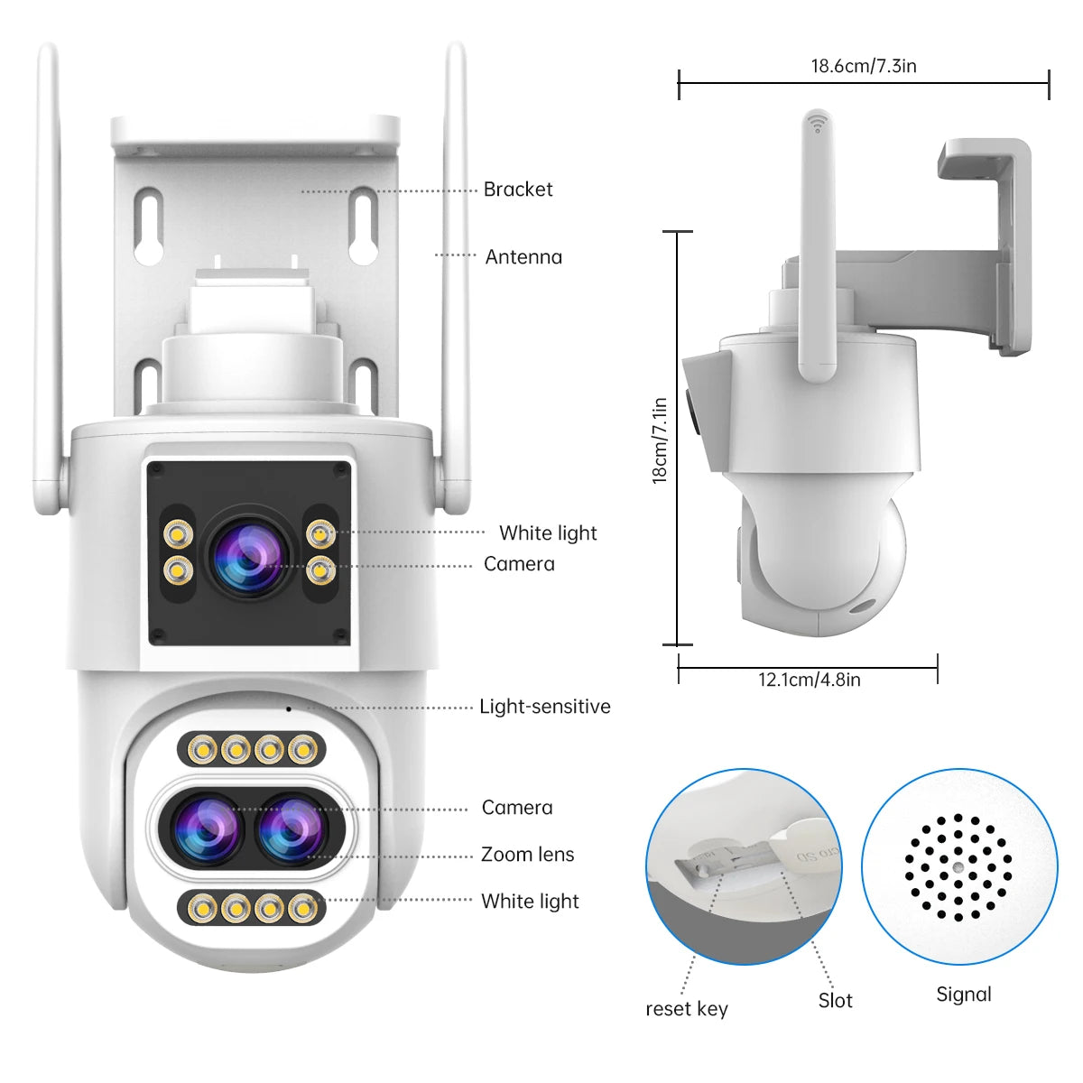 JOOAN 4K 8MP WiFi Surveillance Camera Outdoor Three-Lens Dual Screen