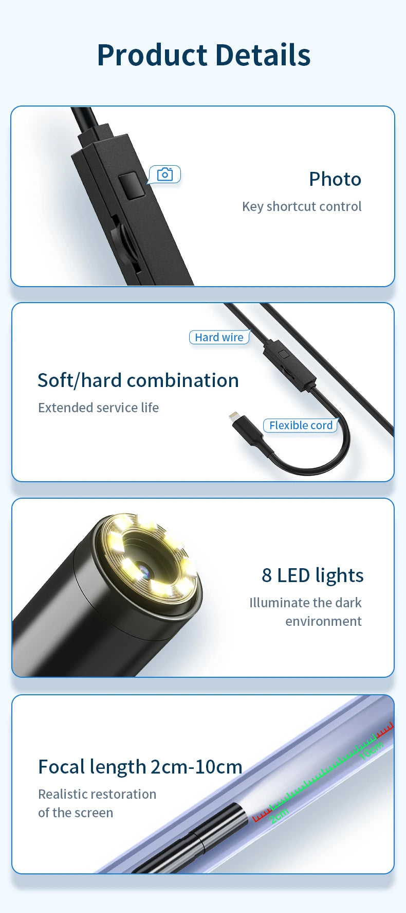 Endoscope Inspection Camera Micro USB/Type-C/IOS Mini Inspection