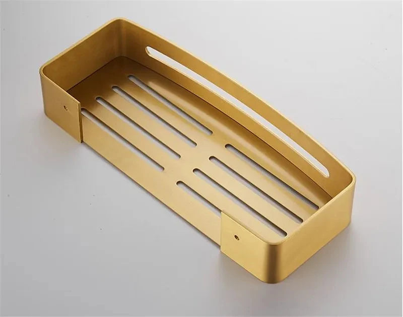 Corner Shelf Wall Mounted Bathroom Shelf Brushed Gold Aluminum Bath