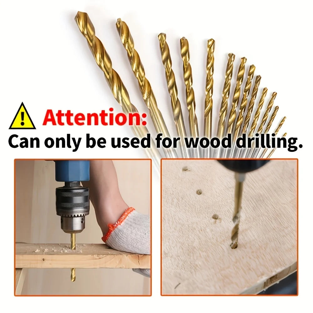 50pcs Titanium Coated High Speed Steel Drill Bits