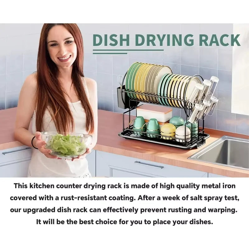 Removable and multifunctional double-layer dish drying rack drainage