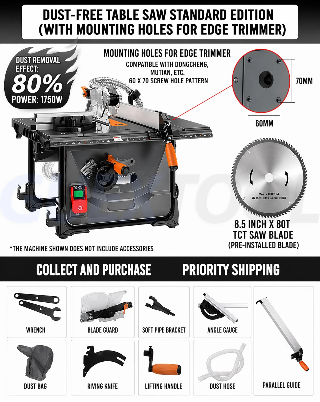 High-Precision Dust-Free Push Table Saw – Extendable Woodworking Bench
