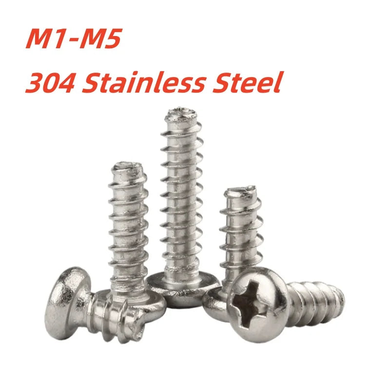 M1 M1.2 M1.7 M2 M2.6 M3 M4 M5 304 Stainless Steel Cross Round Head ...