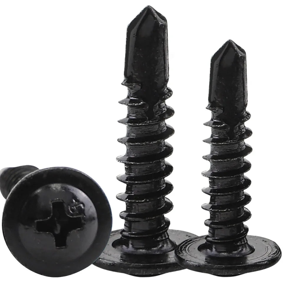 NINDEJIN 20/30pcs Washer Head Phillips Self Drilling Screw Black