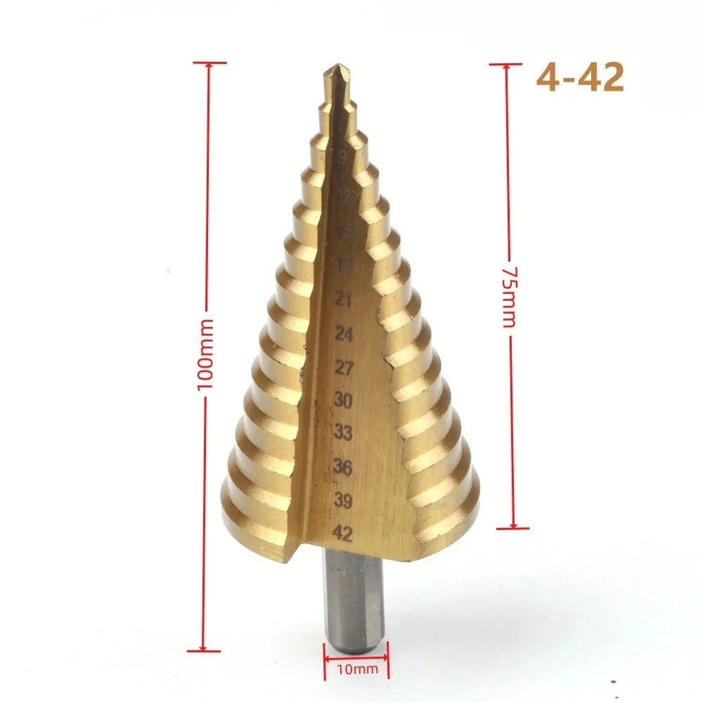 4-52mm 4-42mm 4-32mm Step Drill Bit Set Titanium Straight Flute