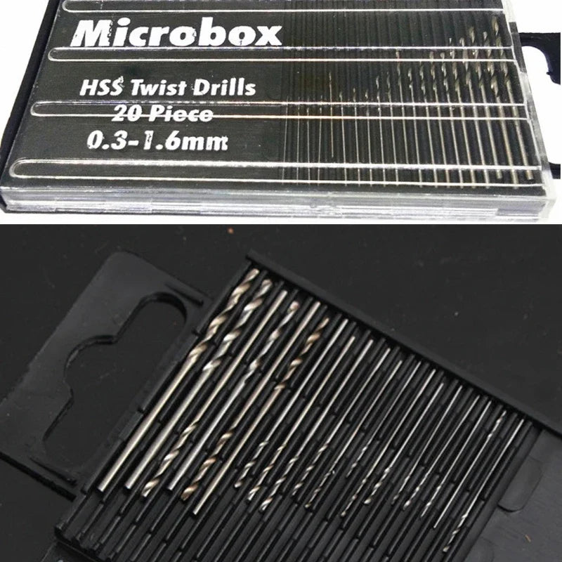 20pcs 0.3mm-1.6mm HSS Twist Drill Mini Hand Drill Hole Puncher Micro