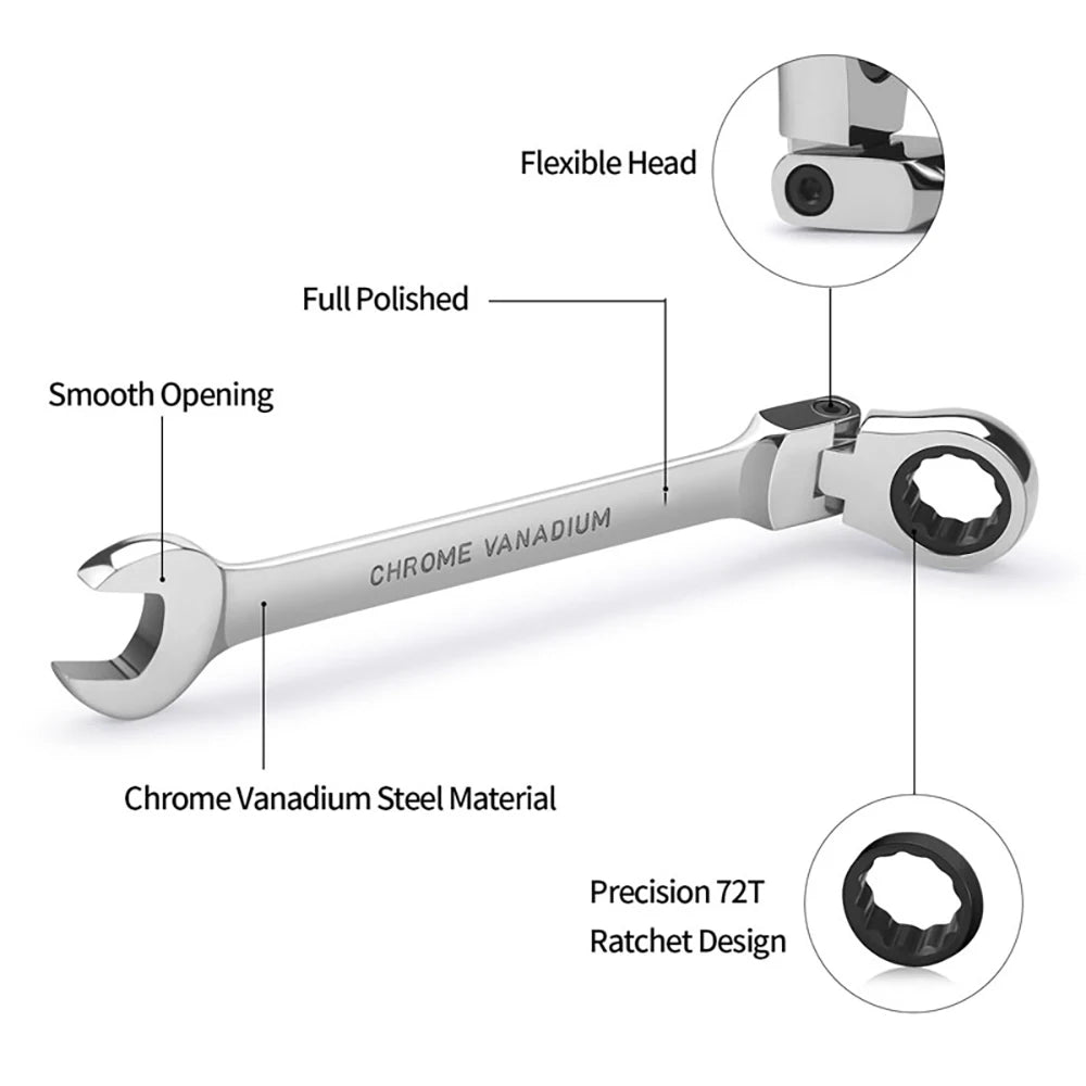 1-Piece Ratchet Wrench of Keys Spanner Hand Tool 72-Tooth Ratcheting