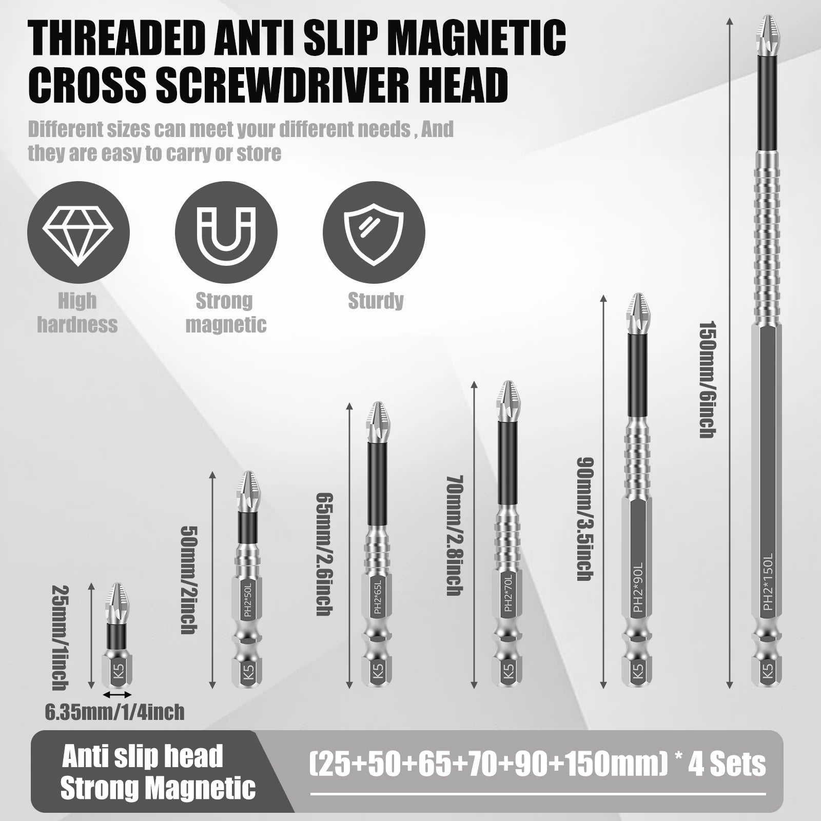 Magnetic Screwdriver Bit Set – Universal Anti-Slip High Hardness Bits