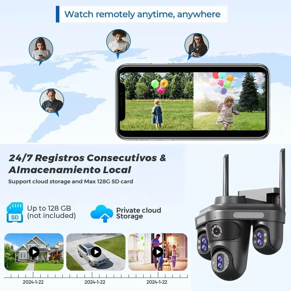 DIFANG 35MP WiFi IP Camera 4 Screens 7 Lens 10X Zoom Outdoor Wireless