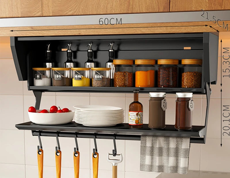 Pull-Down Folding Cabinet Condiment Shelf – Aluminium Wall Hanging