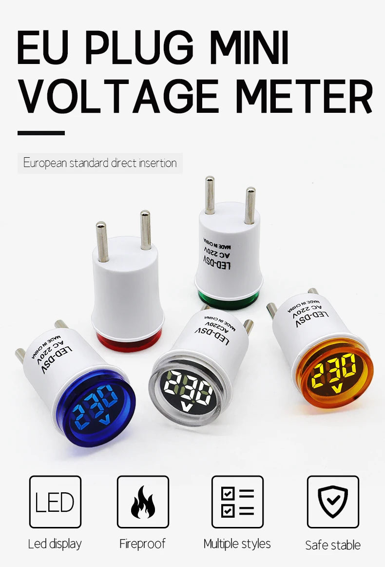 AC50-500V Digital Round LED Display Volt Tester Detector Voltmeter