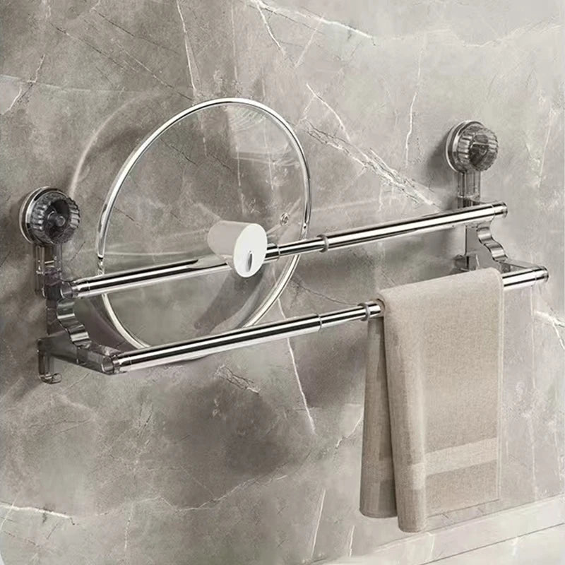 Double Layer 56-94cm Suction cup wall mounted towel rack