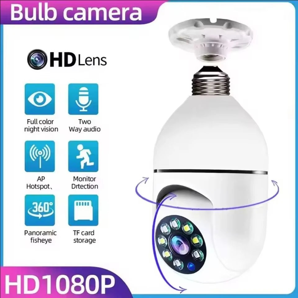 Bulb E27 Surveillance Camera Full Color Night Vision Automatic Human