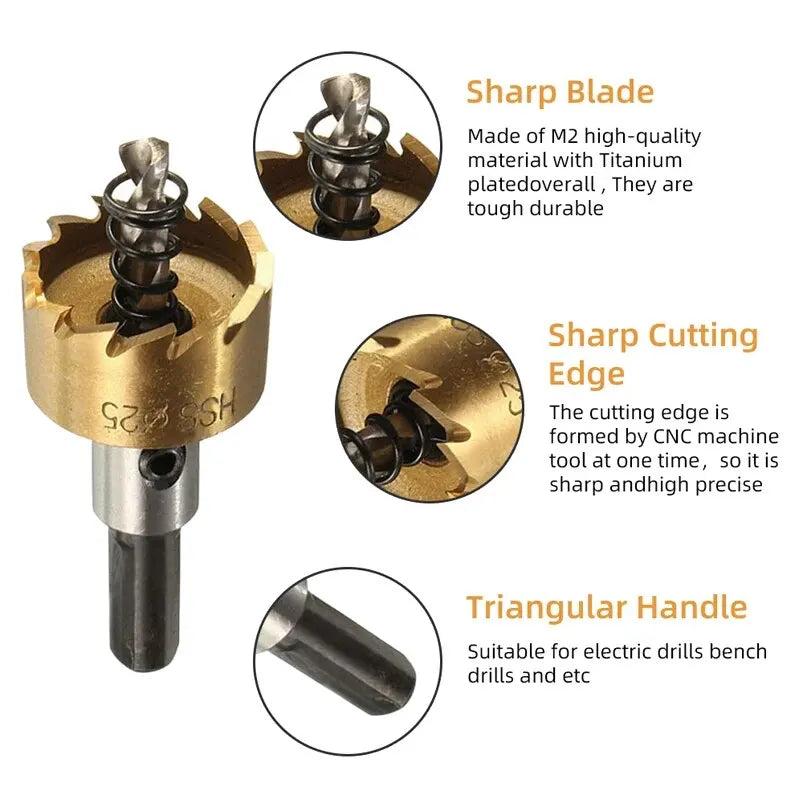 5pc Titanium Plated Serrated Hole Opener Gold Aluminum Plate Iron
