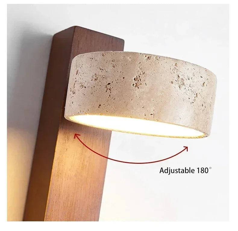Rotatable Spanish Natural Limestone Round LED Wall Lamp Double‑Sided