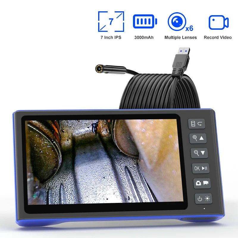 7‘’ IPS Screen Borescope Detachable Design Multiple Lens HD1080P