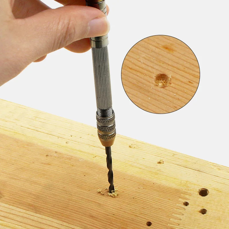 Mini Micro Aluminum Hand Drill With Keyless Chuck HSS Steel Twist