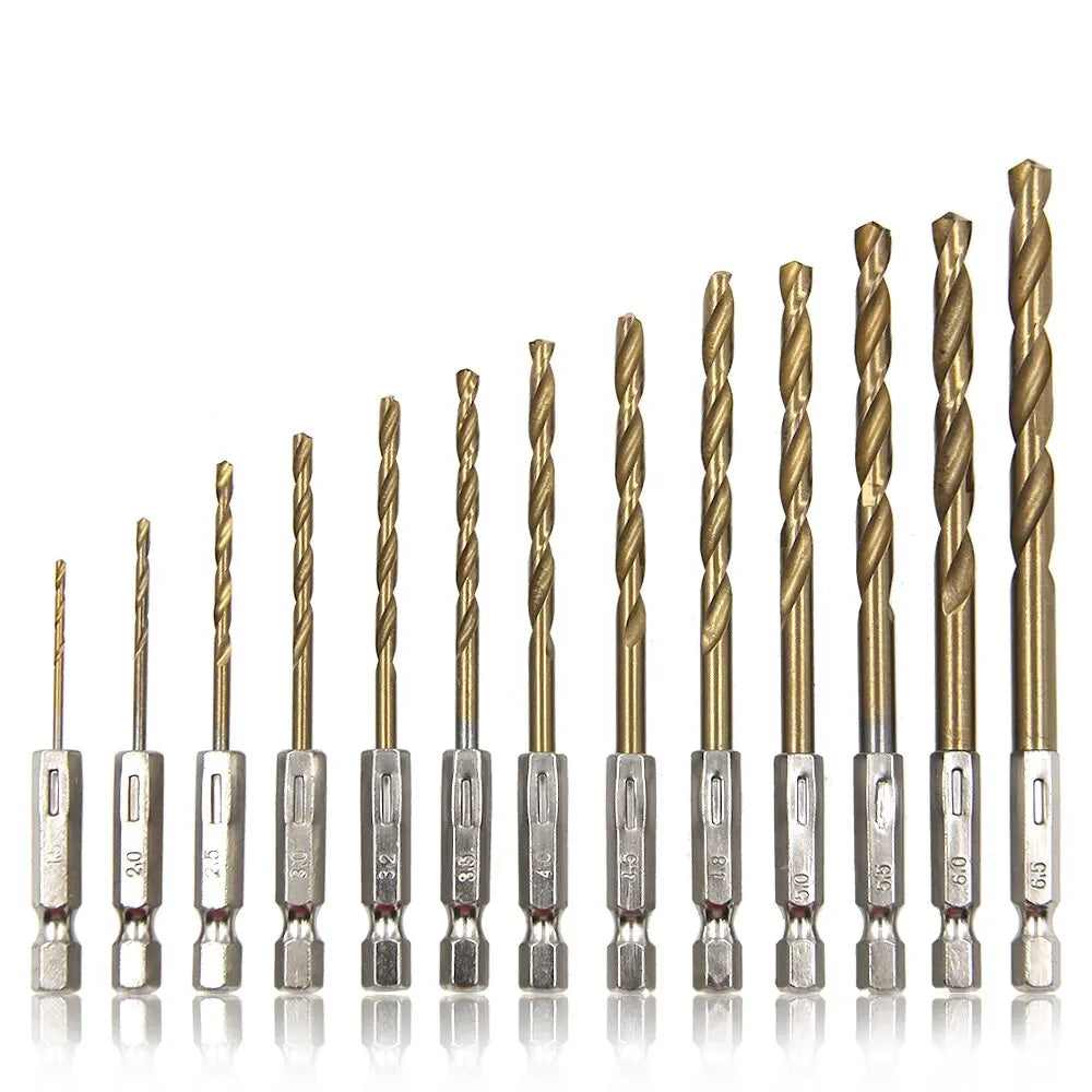 Hexagonal Handle 13pc Titanium Plated Fried Dough Twists Drill