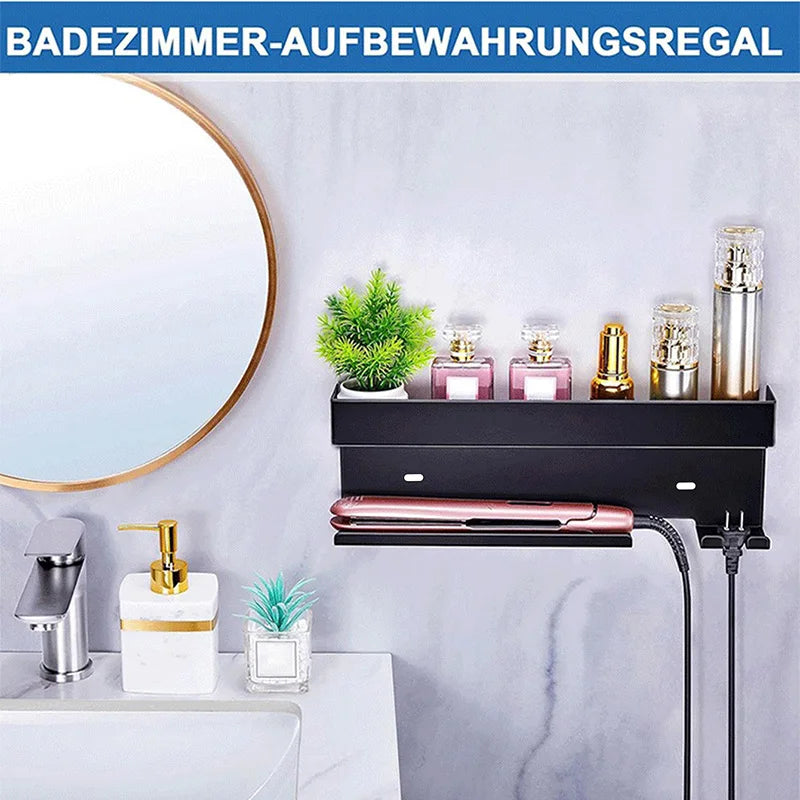 Non drilling wall mounted hair styling tool storage rack
