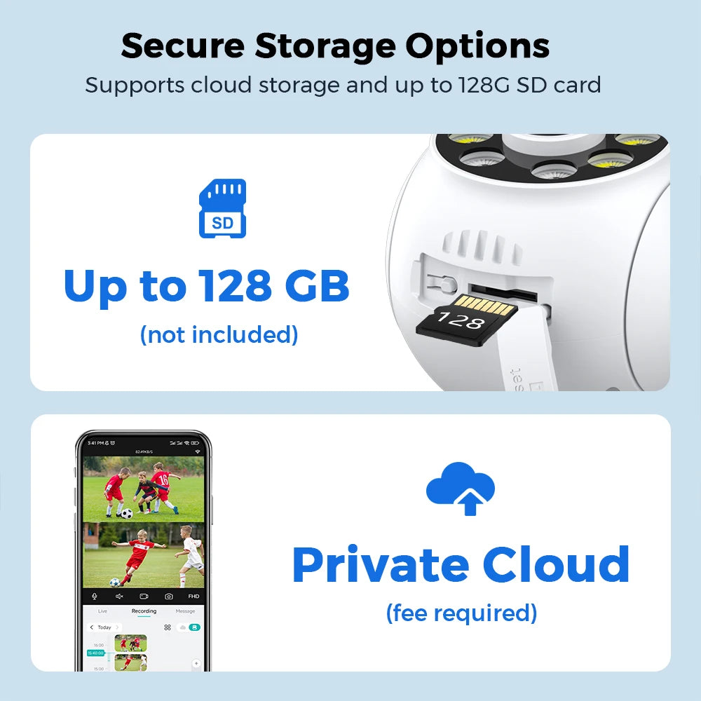 8MP 4K Outdoors Wifi Camera Dual Lens Security PTZ IP Camera 5X