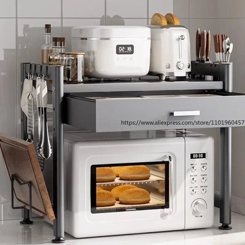 Countertop Kitchen Storage Rack – Microwave, Oven & Rice Cooker Shelf