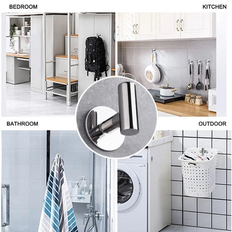 Adhesive/Screw Wall Hooks Key Coat Robe Hanger Kitchen Hardware Rack