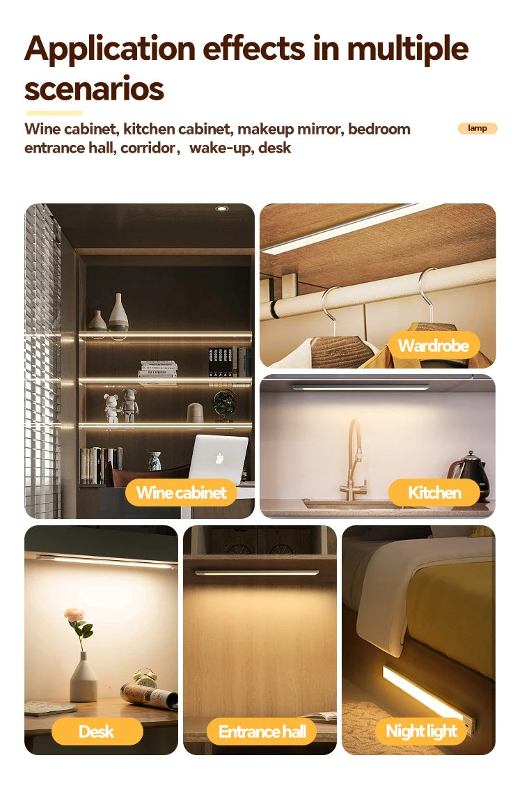 5V Type-C USB Rechargeable LED Motion Sensor Light Bar