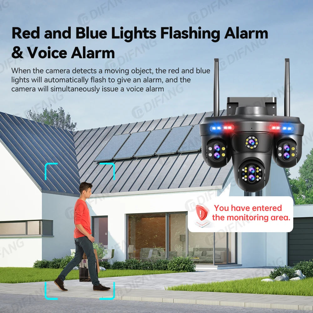DIFANG 35MP WiFi IP Camera 4 Screens 7 Lens 10X Zoom Outdoor Wireless