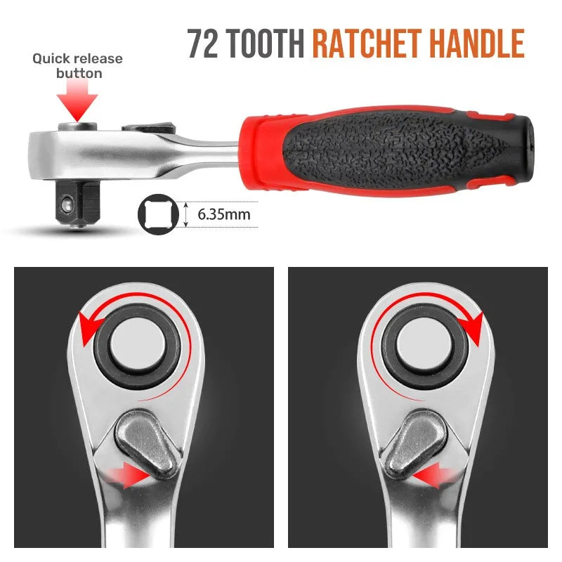 Mini treble 1/4 Ratchet Wrench Double Ended Quick Socket Ratchet