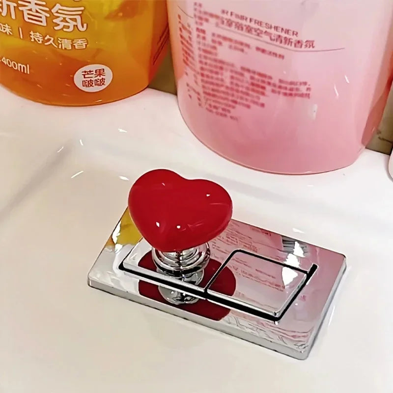 Handle Toilet Press Button Heart Shaped Press Tank Push Switch Toilet
