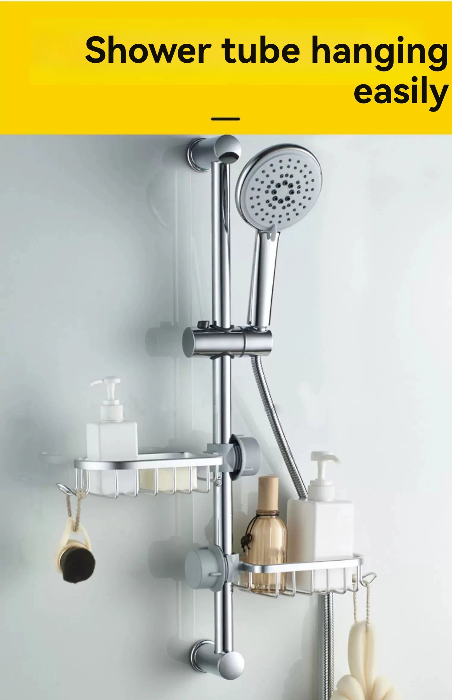 Shower Rack Bathroom Punch-Free Space Aluminum Shower Room Shower Rod