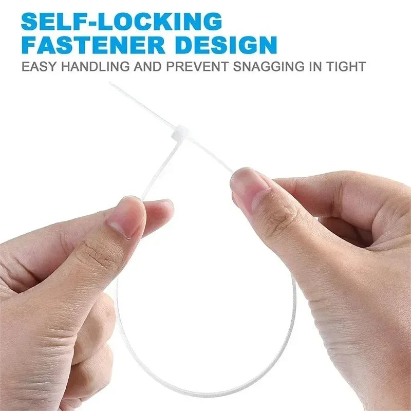 1000/100Pcs Nylon Cable Ties Self-locking Cord Ties Straps Adjustable