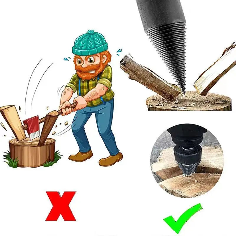32/42/50MM Firewood Splitter Machine Drill Bit Wood Cone Punch Driver